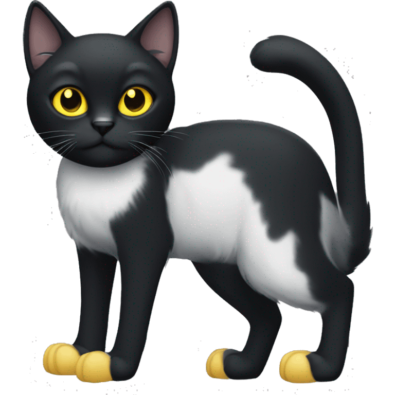 black cat with yellow eyes and white paw  emoji