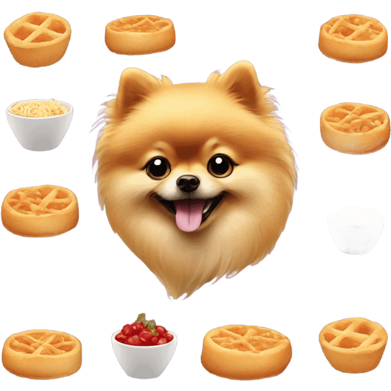 Pomeranian eating good emoji