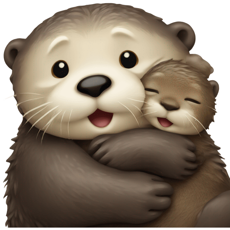 sea otter hugging baby sea otter emoji