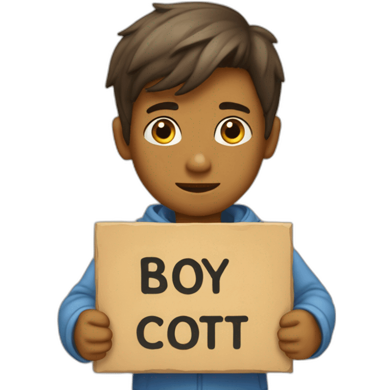 Placard with "BOY COTT" written on it emoji