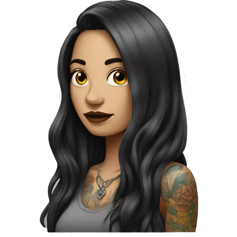 tattooed woman very attractive long hair emoji