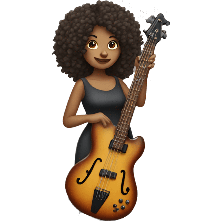 Woman with curly hair playing the bass emoji