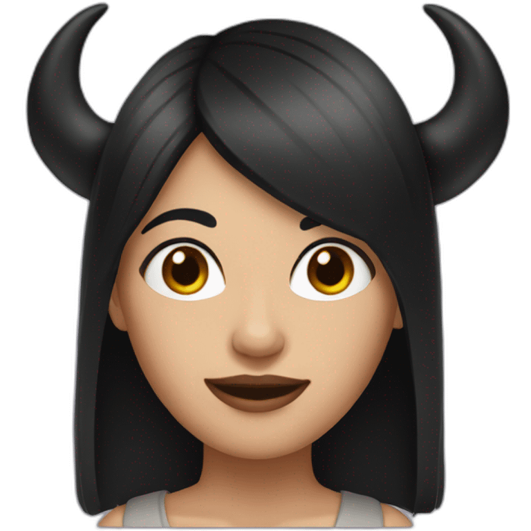 A woman with black hair and horns emoji