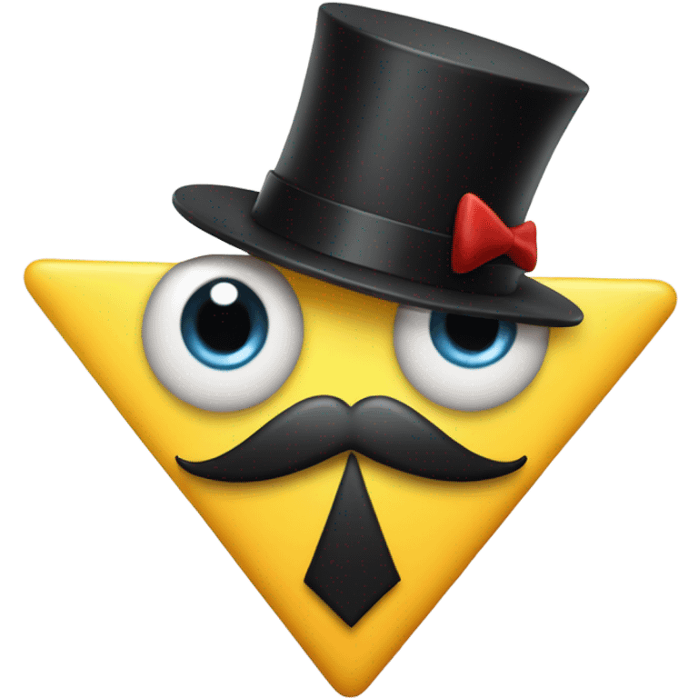 A triangle with a top hat, bow tie, one eyeball, and black arms and legs emoji