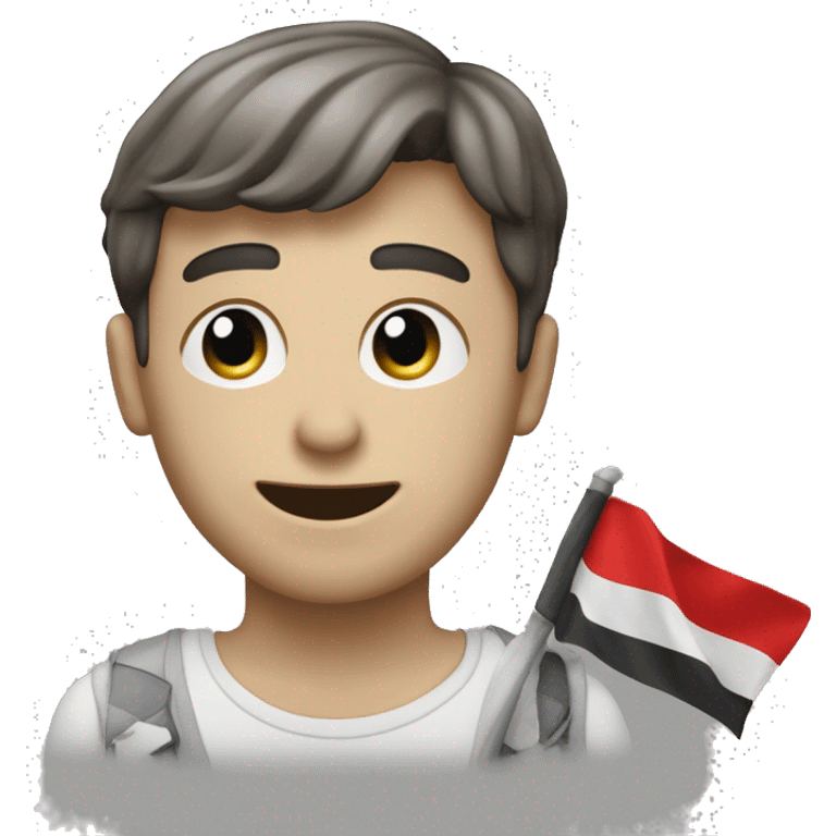 Un homme qui brandit un drapeau avec ecrit « Armand » dessus emoji