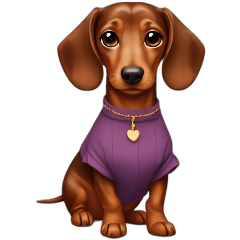 Cute Lady brown Dachshund with chilena dress emoji