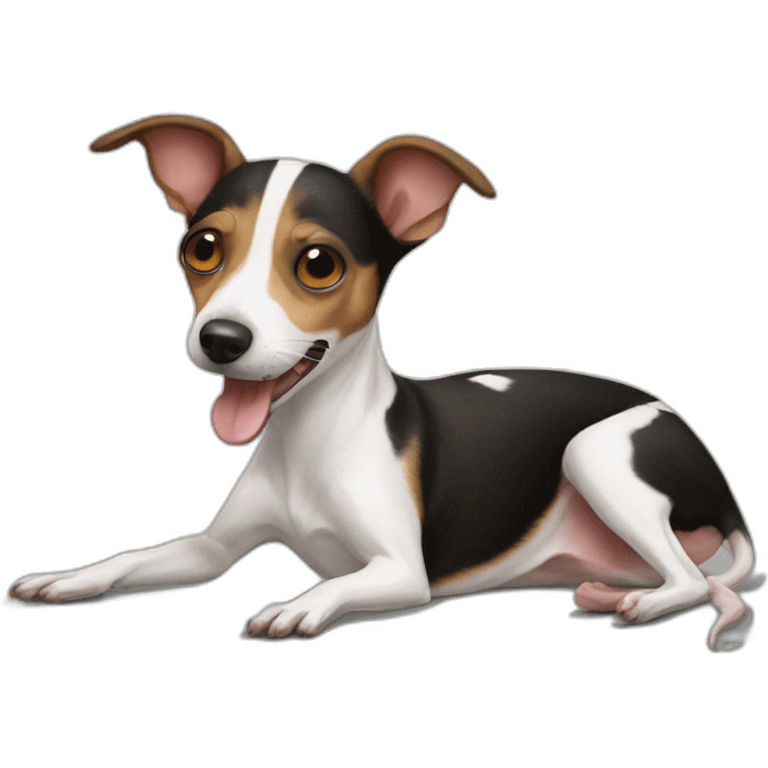 rat terrier playing dead silly on back emoji