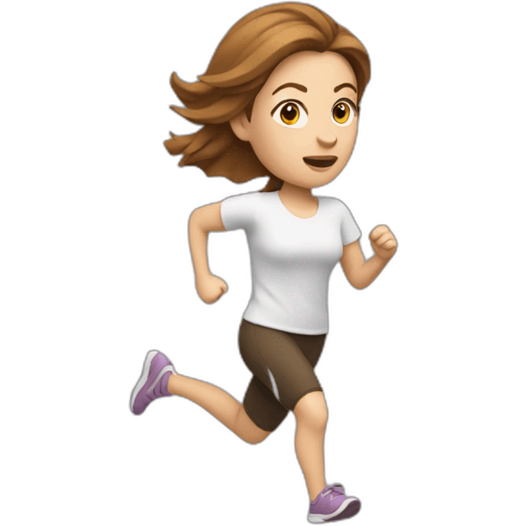 white-woman, running, brown-hair emoji