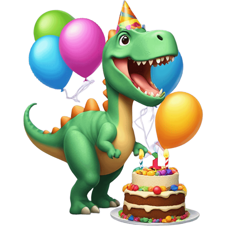 Happy dinosaur saying happy birthday emoji