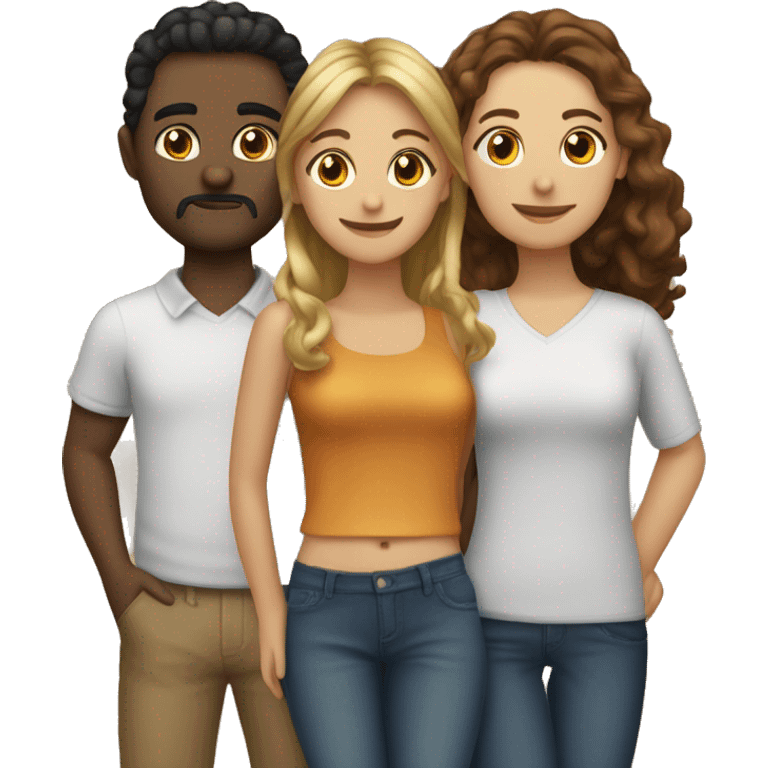 Polyamorous three person couple. Two girls one man emoji