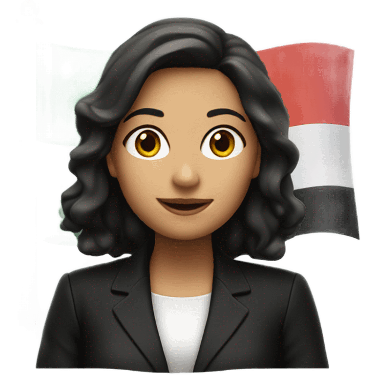 A super realistic woman in a black suit waves the Italian flag over her head emoji