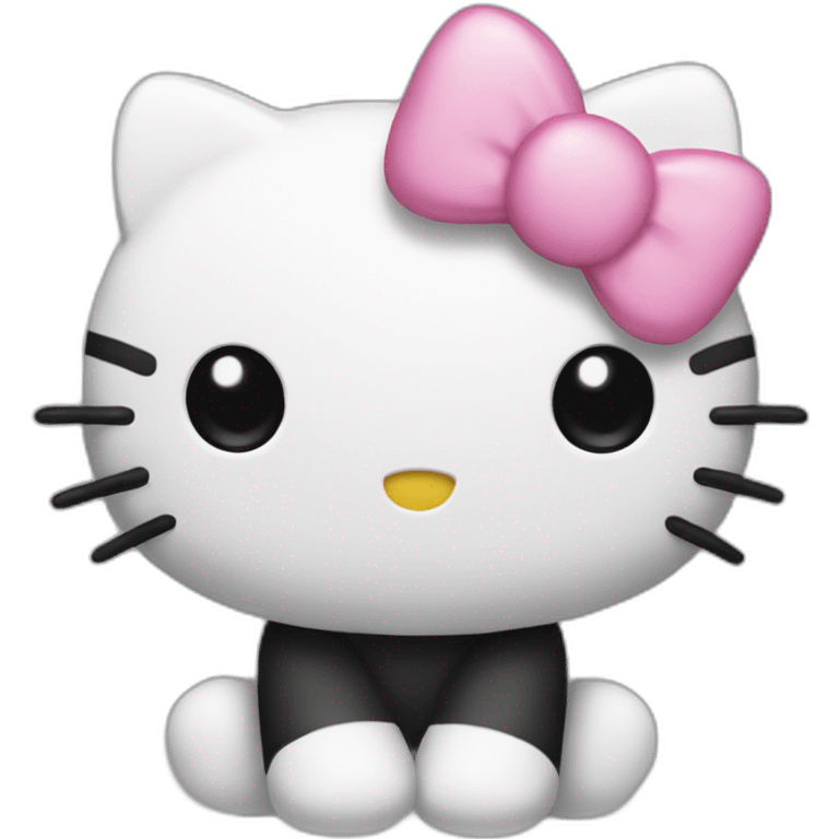 Hello kitty with straight black hair and white and pink ears headband  emoji