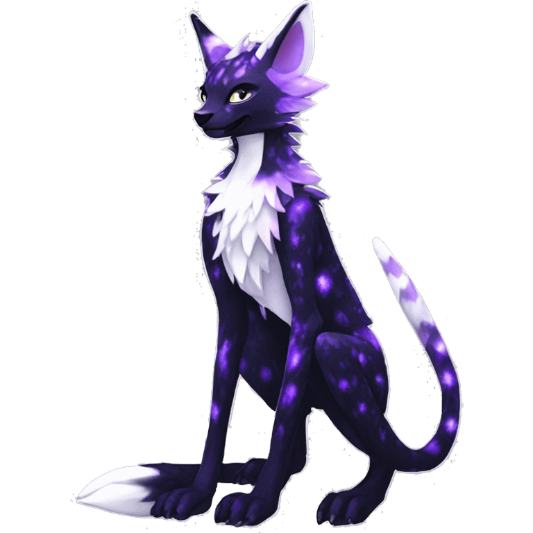 Epic Edgy Black White Purple ethereal eldritch Sergal-shiny sparkle starry Serval-Fionbri full body emoji