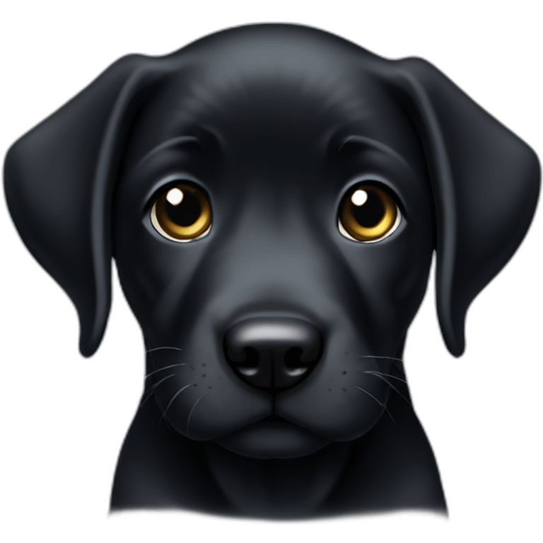 A very cute black labarador puppy with grey eyes emoji