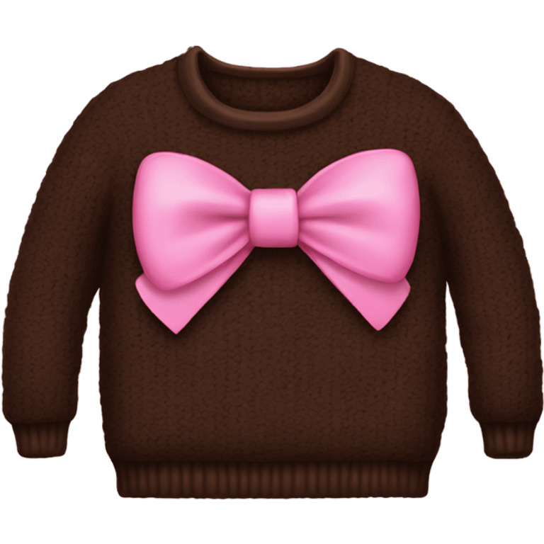 Dark brown sweater with a pink bow in the middle emoji