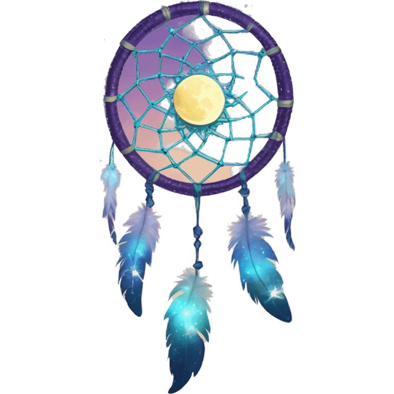 Sparkly moon-and-stars galaxy dreamcatcher emoji