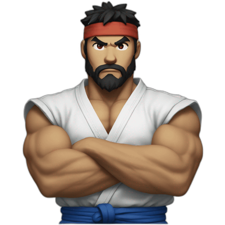 Street fighter Ryu with blue eyes and beard emoji