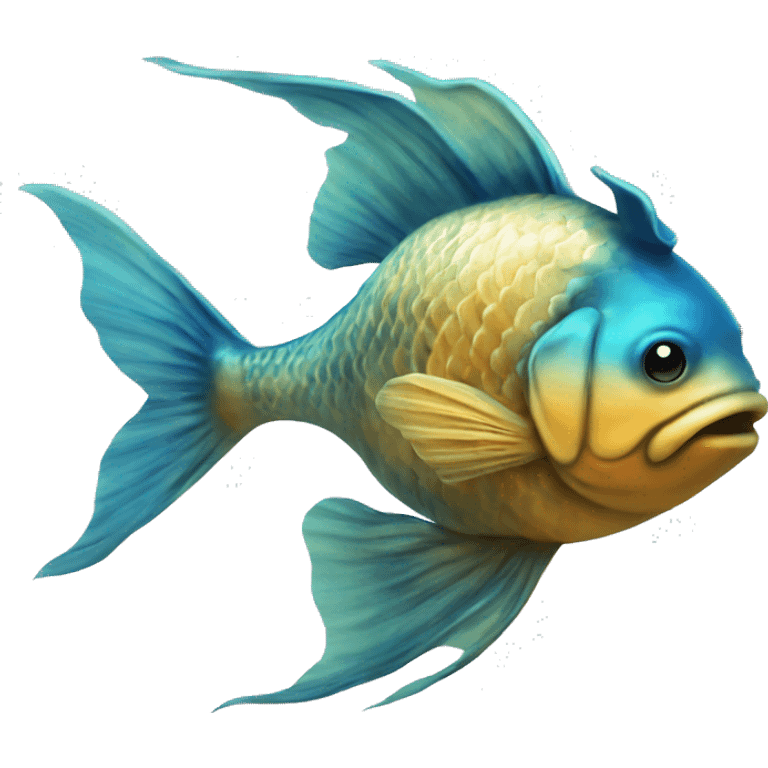 Blue coy fish in Pisces symbol emoji