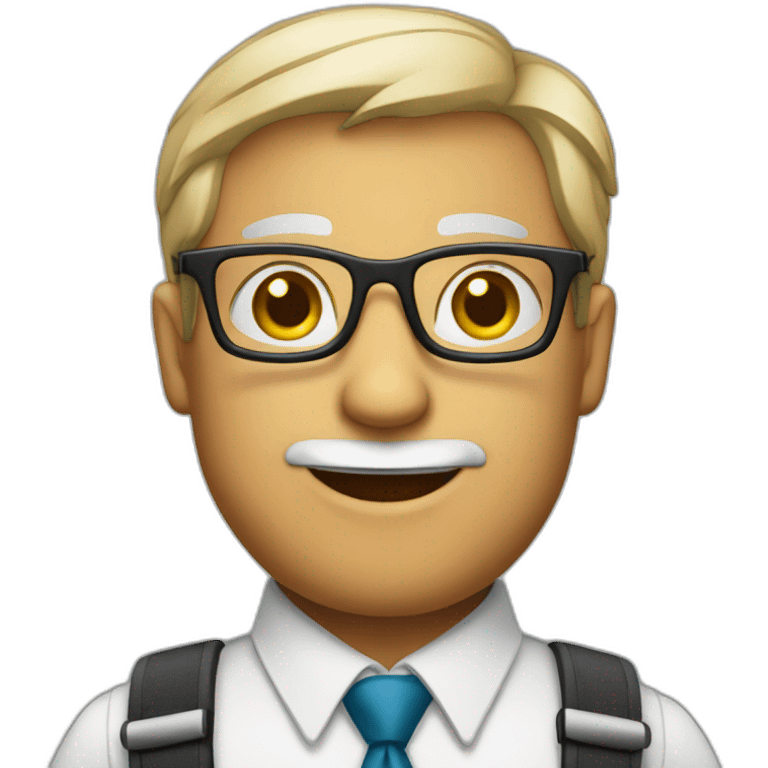 businessman with glasses and suspenders emoji