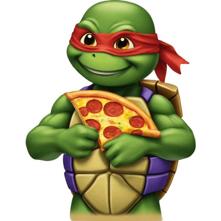 A ninja turtle eating pizza emoji