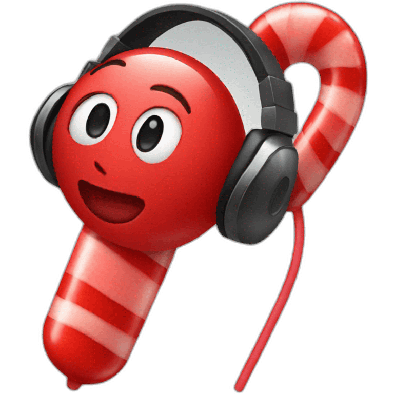 red candy with headphones emoji