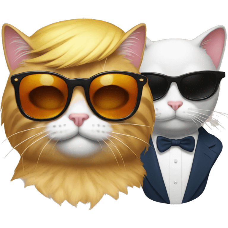 Cat with sunglasses next to Donald trump emoji