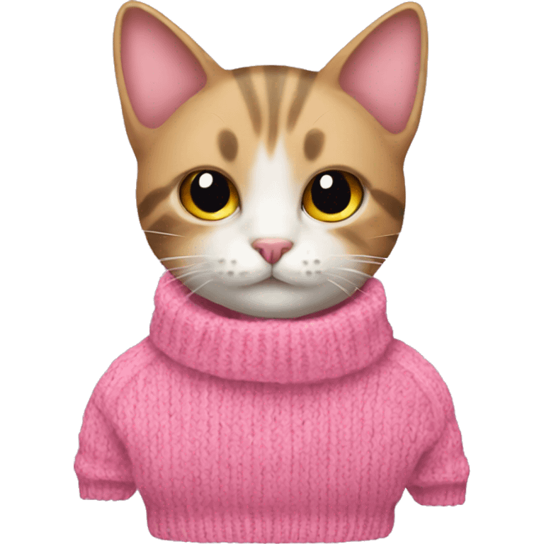 cat with sweater pink and ribbon emoji