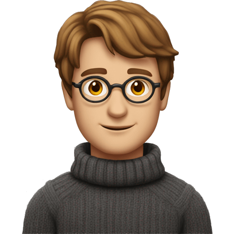 Harry Potter wearing a turtleneck sweater and birthday hat emoji