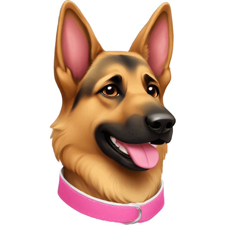 German Shepard with pink collar  emoji