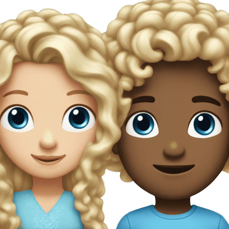 girl with long blonde hair and blue eyes, in love with boy with curly brown hair emoji