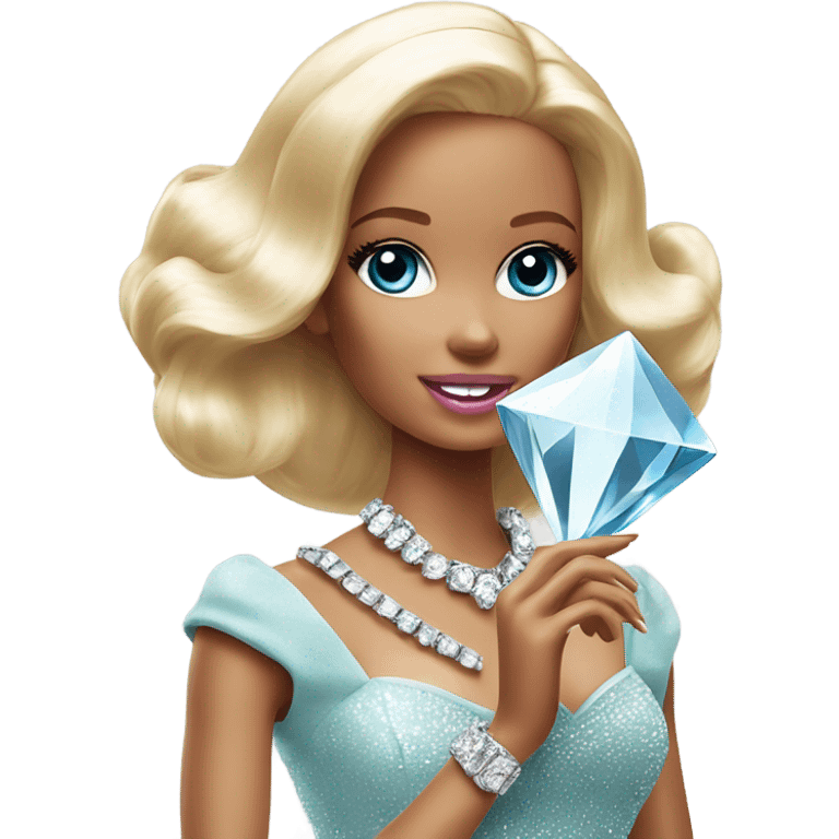 barbie doll holding a big diamond emoji