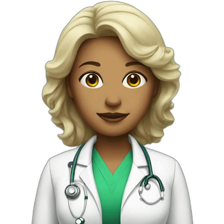 Doctor woman in greeh dress emoji