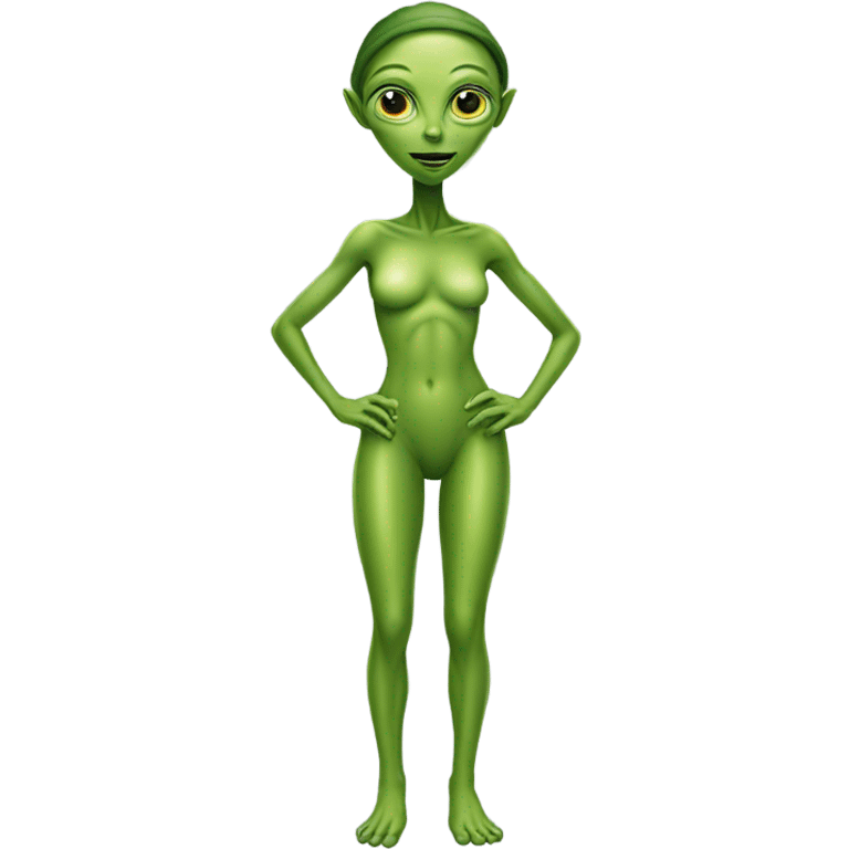 a green alien woman full body emoji