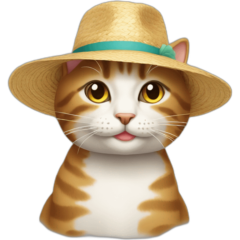 Cat wearing a straw hat emoji