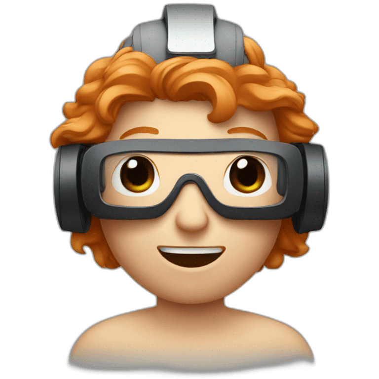 Ginger man wearing VR headset emoji