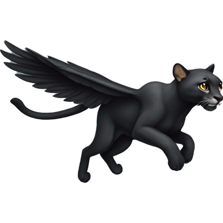 winged black puma flying emoji