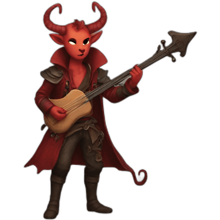 A red tiefling bard emoji