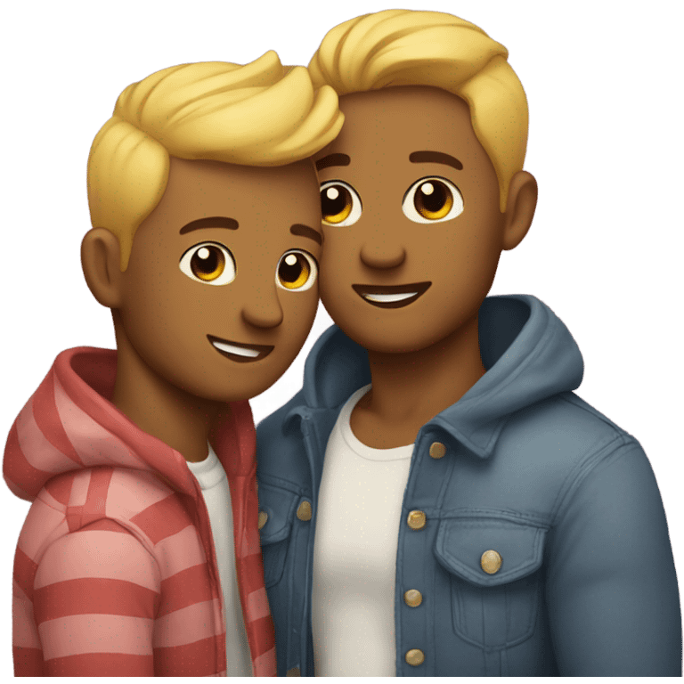 Cute gay couple cuddling emoji