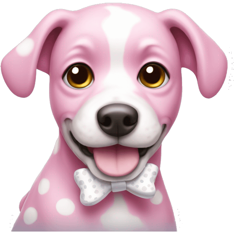 Pink dog with white spots and a white bow emoji