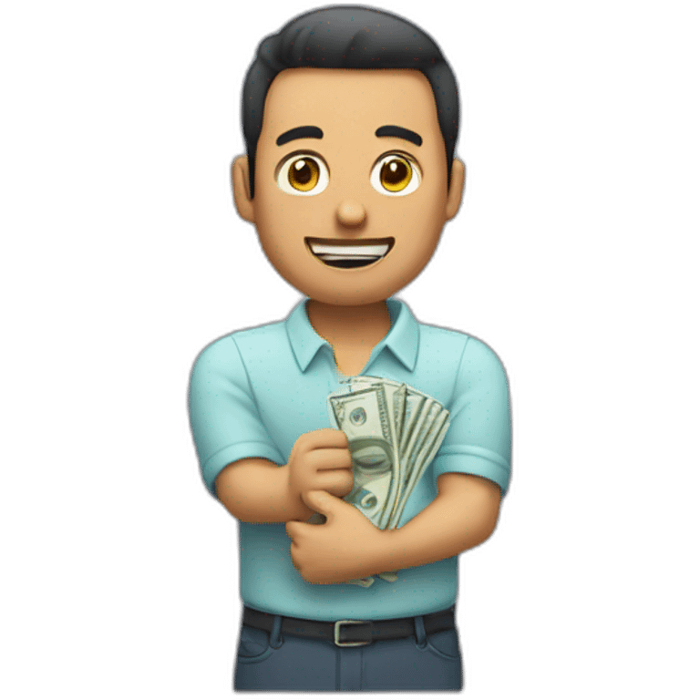 man spreading money down his forearm emoji