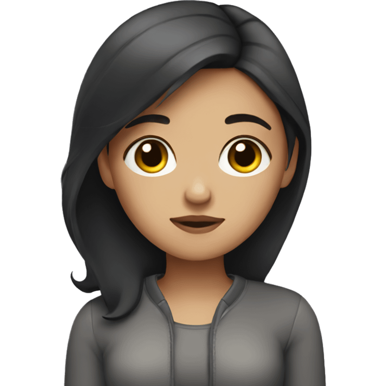 Girl with dark hair sleepy emoji