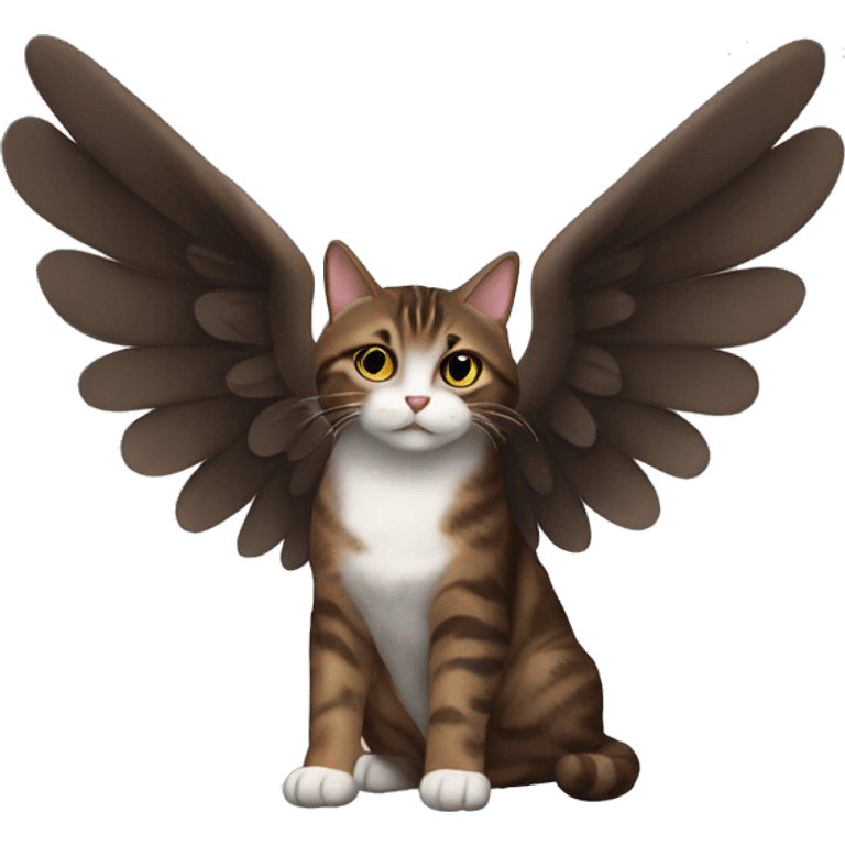 Dark brown tabby cat with angel wings  emoji