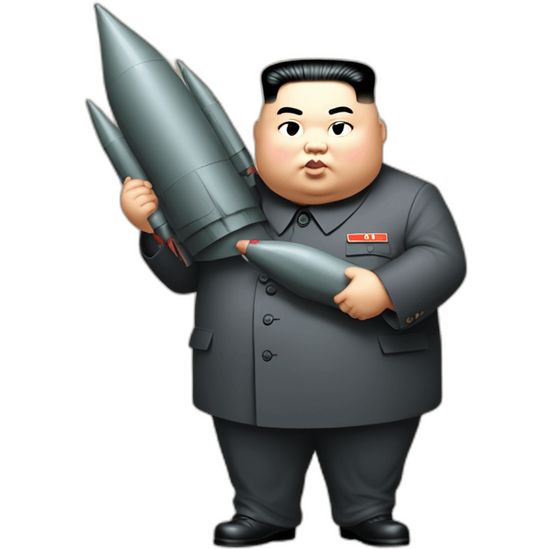 fat Kim jong un carrying a cute missle by hands emoji