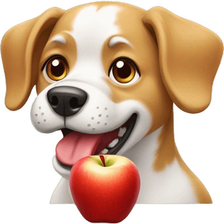 Dog eating red apple emoji