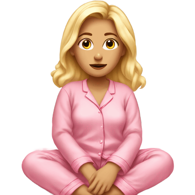 Blonde girl waking up in pink pj set emoji