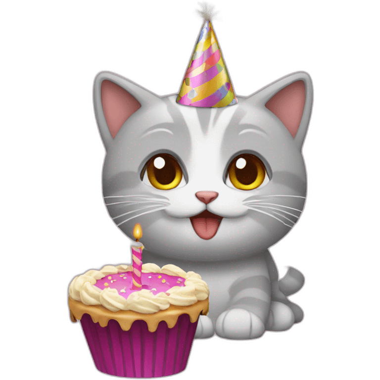 Birthday for cat emoji