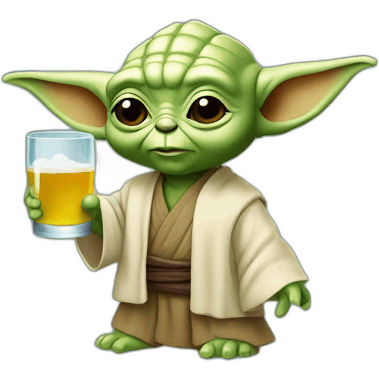 bebe yoda qui boit de l alcool avec carapice emoji