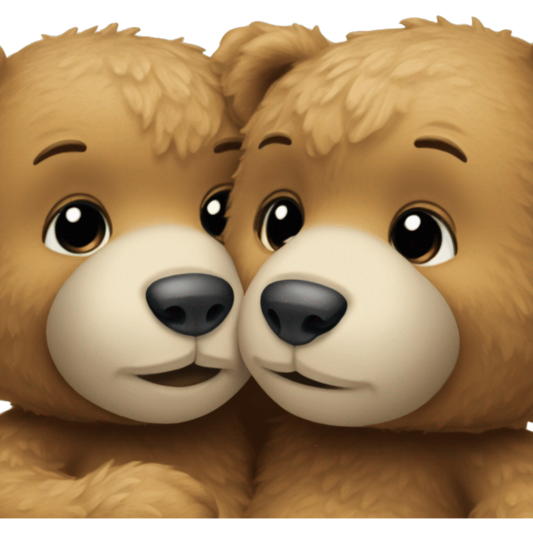 Two teddy bears hugging nose to nose  emoji