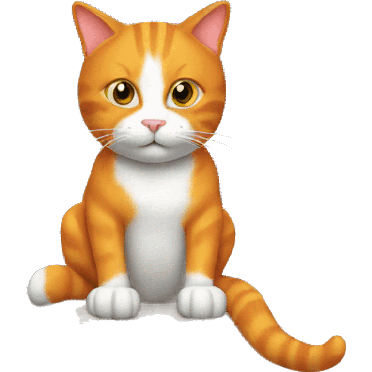 orange cat in front of a computer emoji