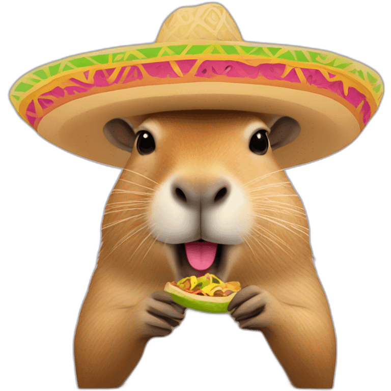 capybara eating a taco wearing a sombrero emoji